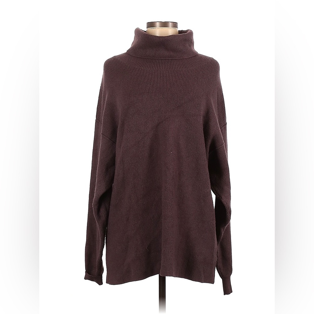 Free people brown turtleneck sweater medium long cute